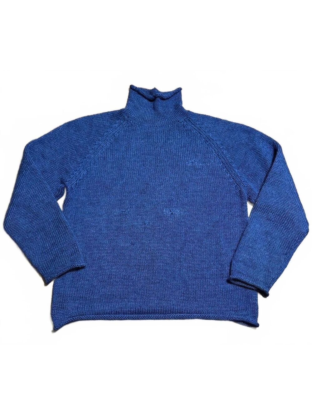 Vintage J.Crew Wool Oarsman Fisherman Sweater Roll Neck S 90s Blue Heavy